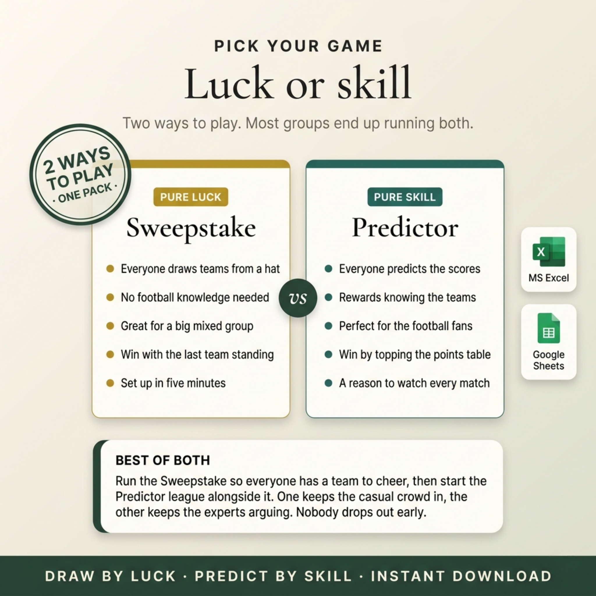 2026 World Cup Fan Pack | Sweepstake + Predictor Games Bundle (Excel & Google Sheets)