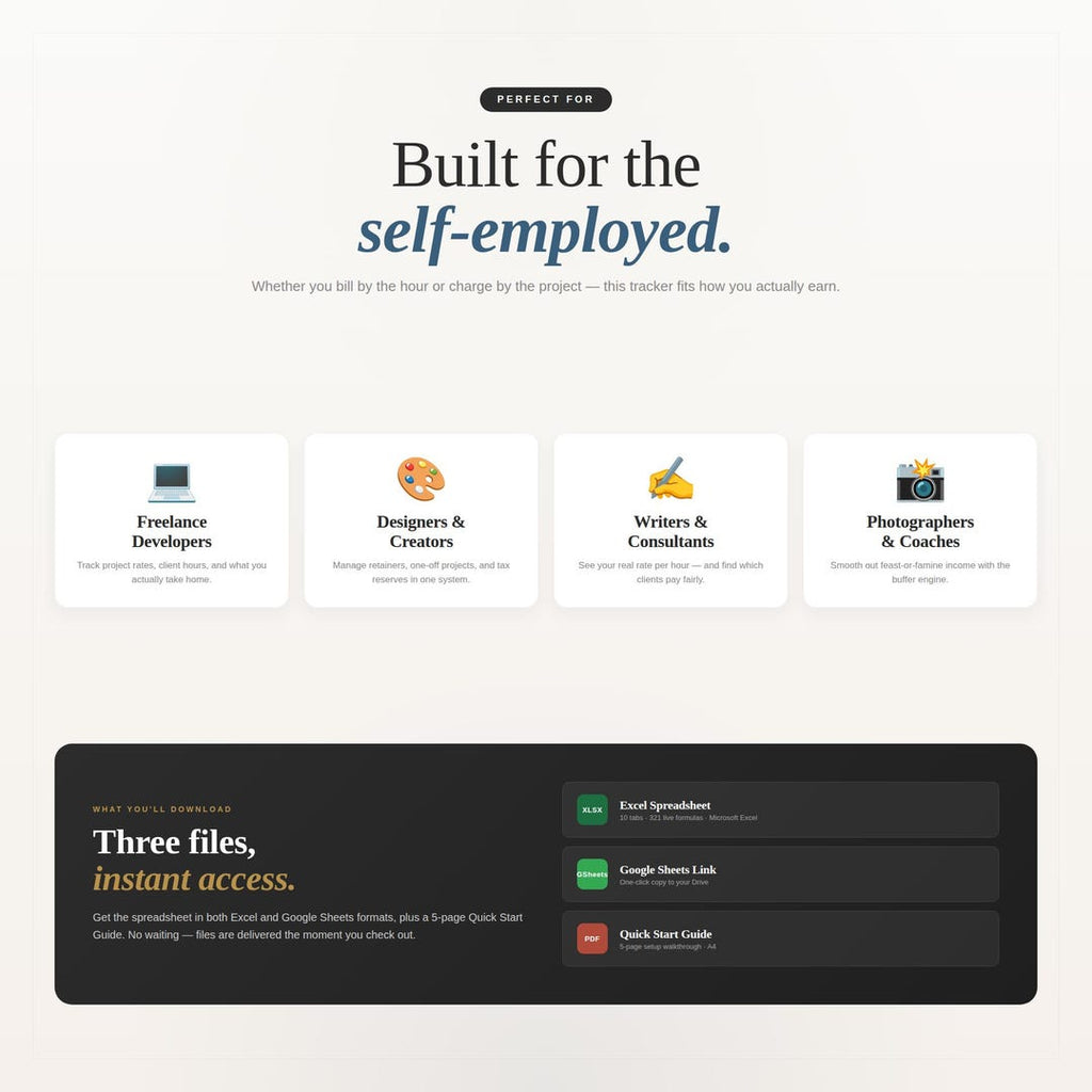 Built for the self-employed: freelancers, designers, writers and photographers