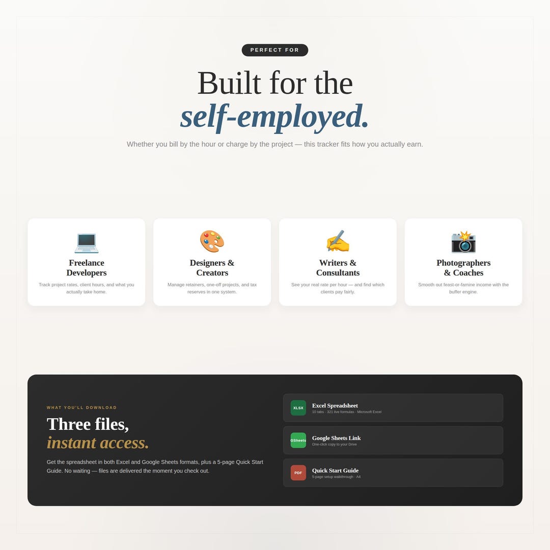 Built for the self-employed: freelancers, designers, writers and photographers