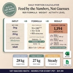 Daily food portion calculator showing weight, activity level and calorie target