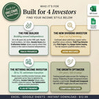 Built for four investor types: FIRE builder, new dividend investor, retiring investor, growth optimizer