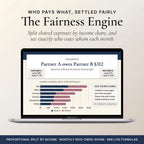 The Fairness Engine splitting shared expenses proportionally between two partners