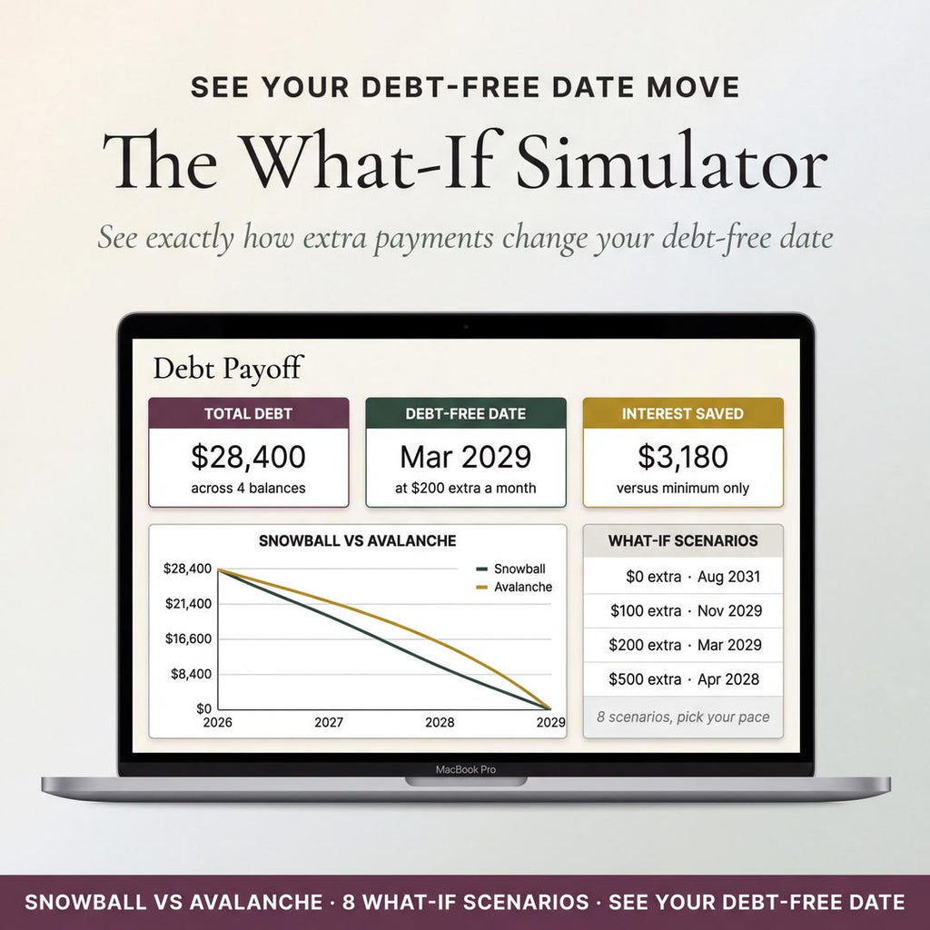 The what-if simulator comparing snowball and avalanche debt payoff strategies