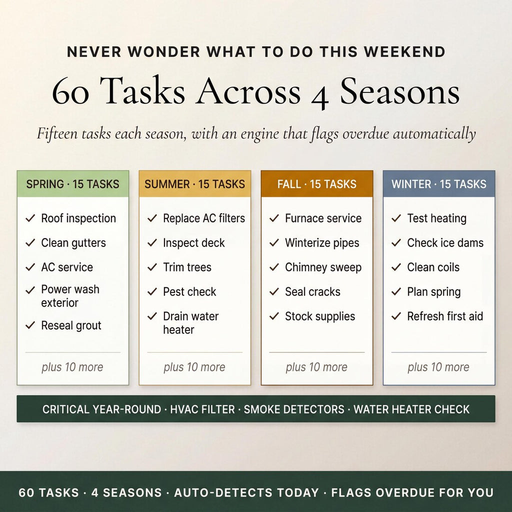 60 maintenance tasks across spring, summer, fall and winter