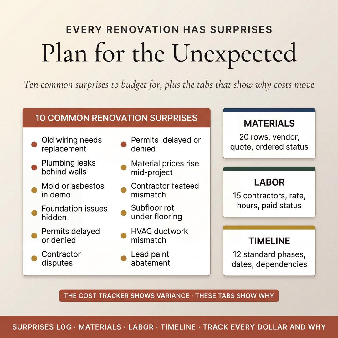 Plan for the unexpected: a list of common renovation surprises across materials, labor and timeline