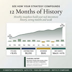 Twelve months of history showing performance, contributions and dividends