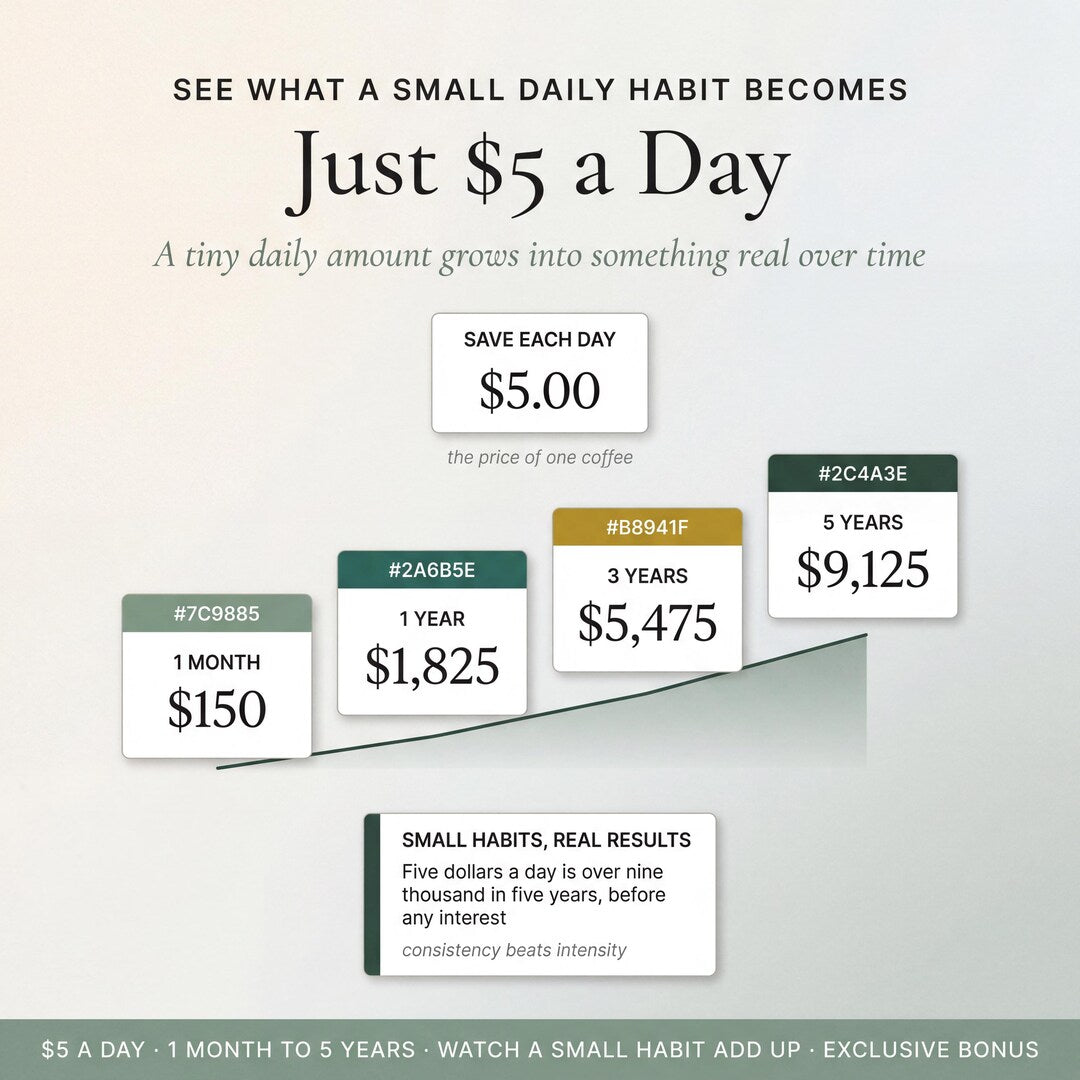 How a small daily amount accumulates over one month, one year, three years and five years