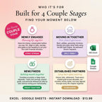 Built for four couple stages: newly engaged, moving in together, newlyweds, established partners