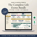 Couples, wedding, home, and tax spreadsheet bundle shown on a laptop