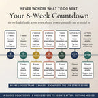 An 8-week moving countdown timeline from 8 weeks out through move day and after