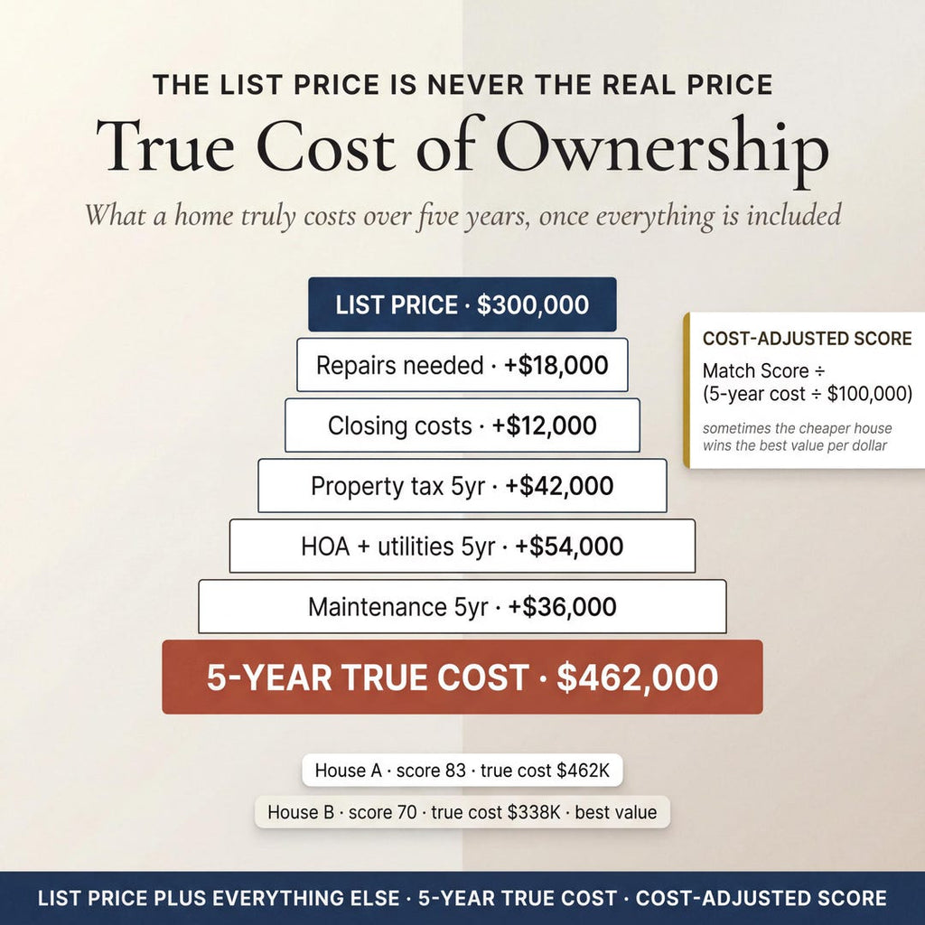 True cost of home ownership over five years including repairs, taxes and maintenance
