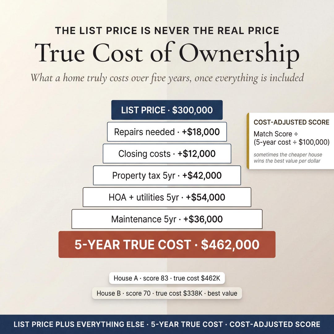 True cost of home ownership over five years including repairs, taxes and maintenance