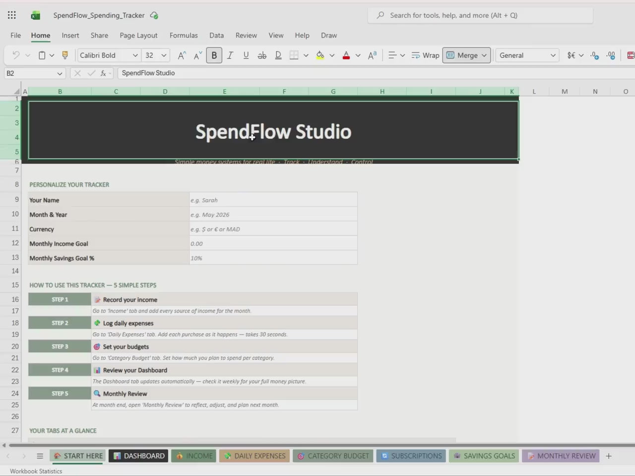 Spending Tracker Spreadsheet | Beginner Budget Template (Excel, Google Sheets)