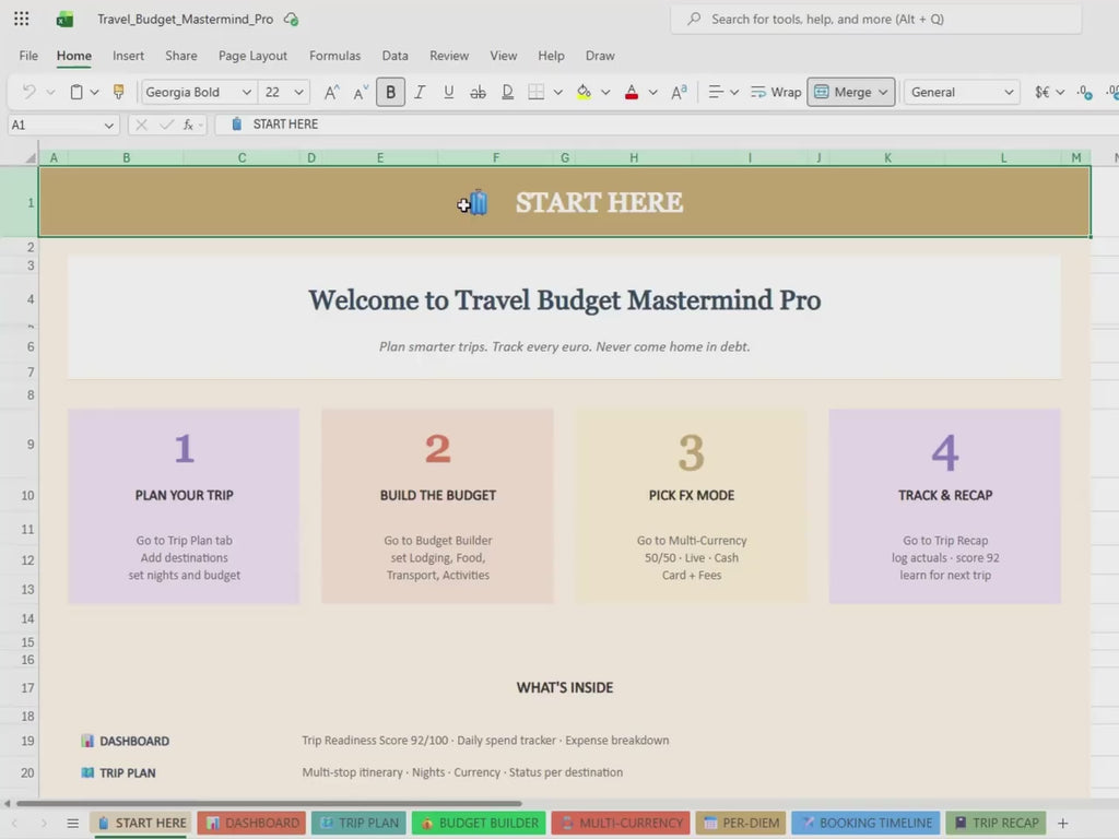 Travel Budget Spreadsheet, Multi-Currency Tracker, Trip Planner (Digital Download)