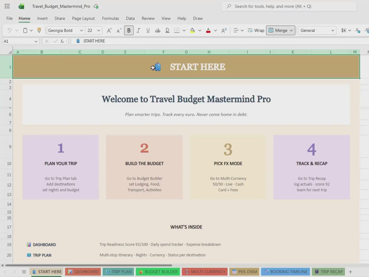 Travel Budget Spreadsheet, Multi-Currency Tracker, Trip Planner (Digital Download)
