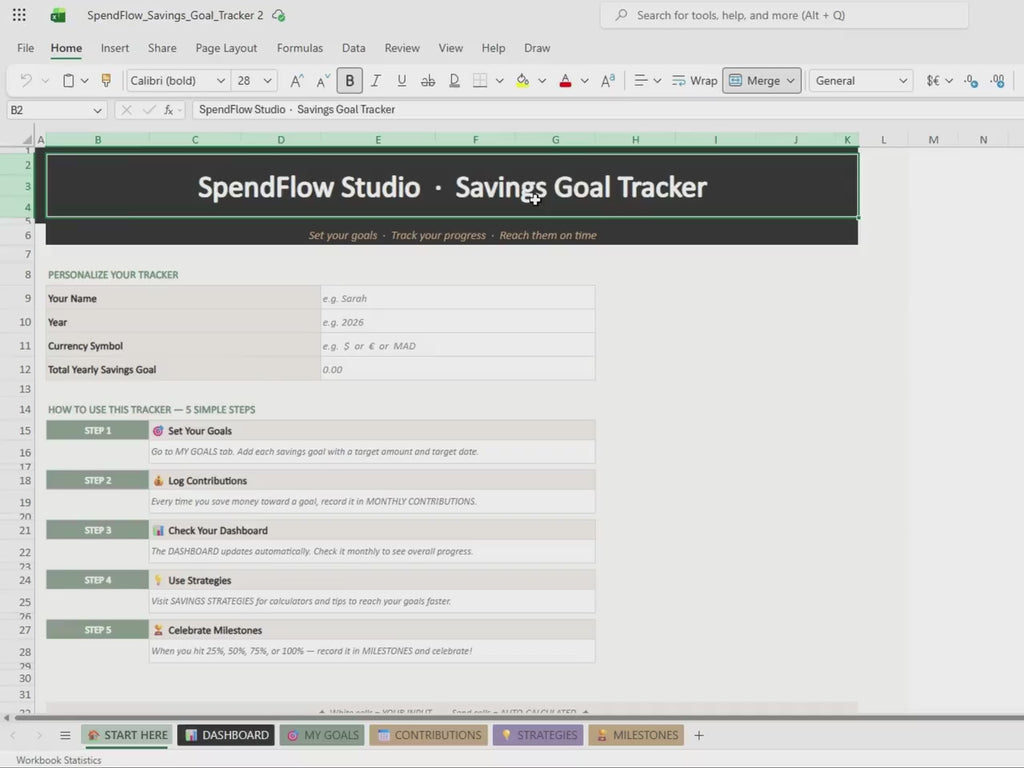 Savings Goal Tracker Spreadsheet | Excel Google Sheets Template (Digital Download)