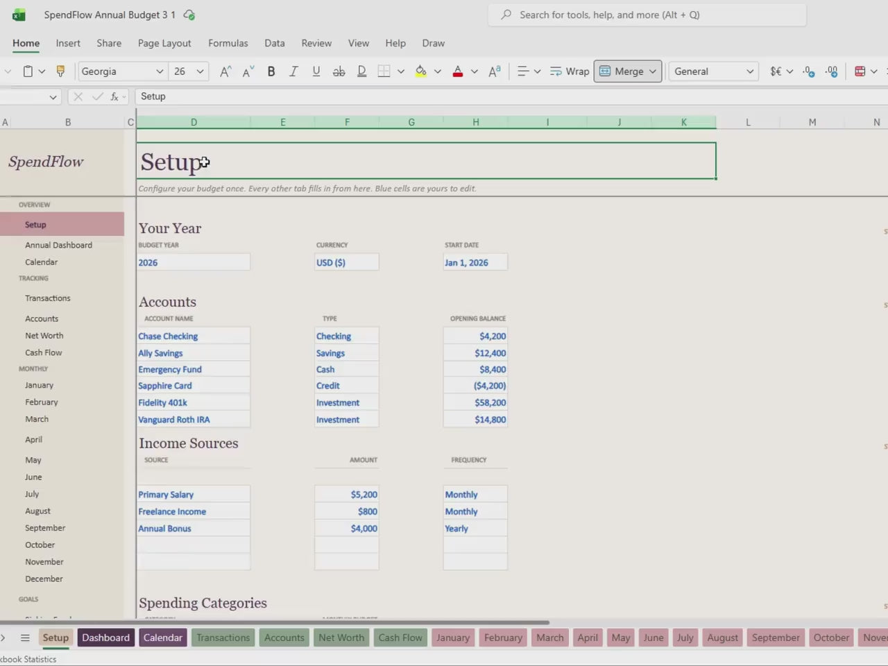 Annual Budget Spreadsheet, Debt Payoff, Sinking Funds Tracker (Excel/Google Sheets)