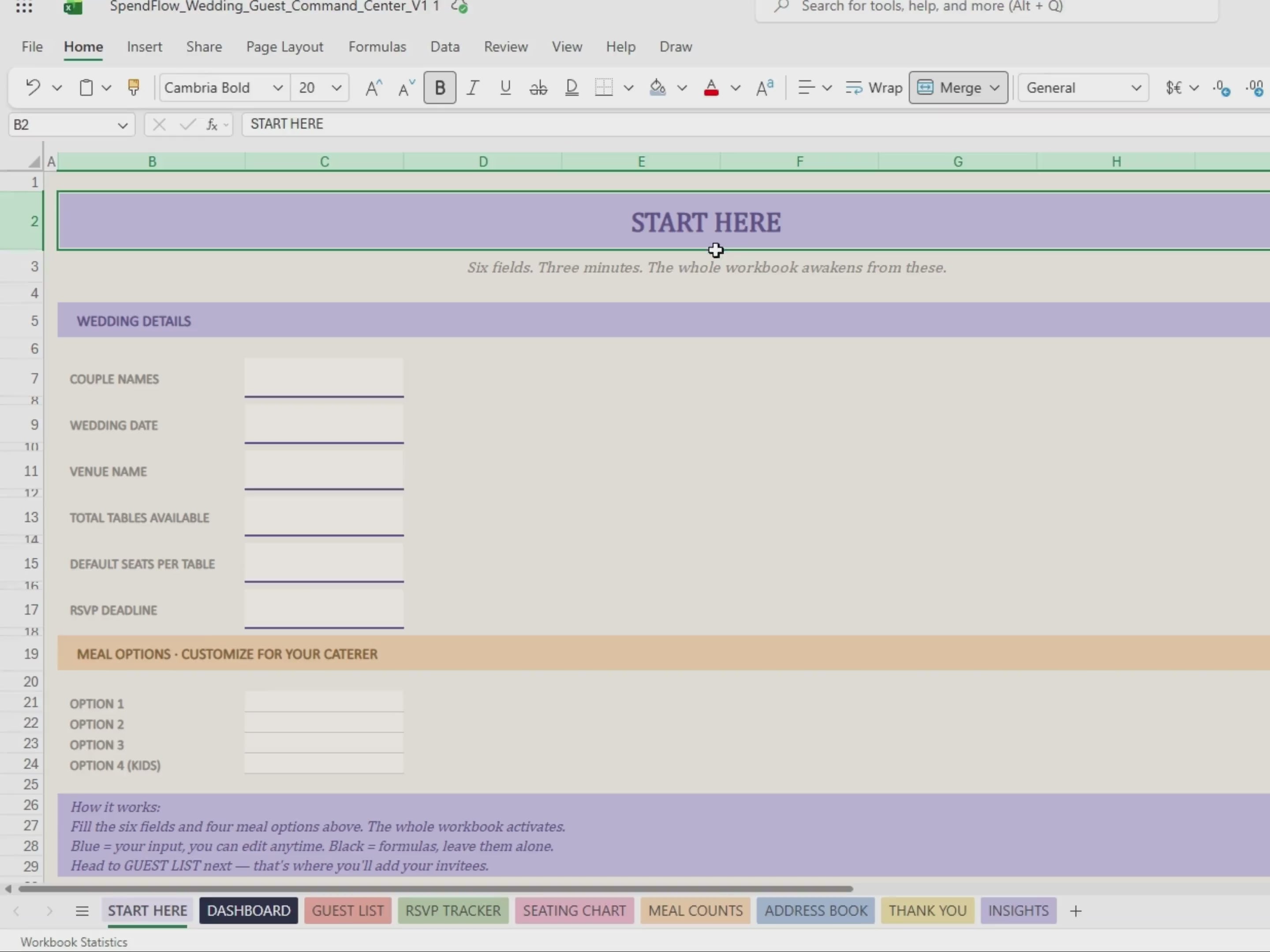 Wedding Guest List Spreadsheet | Seating Chart, RSVP Tracker (Digital Download)