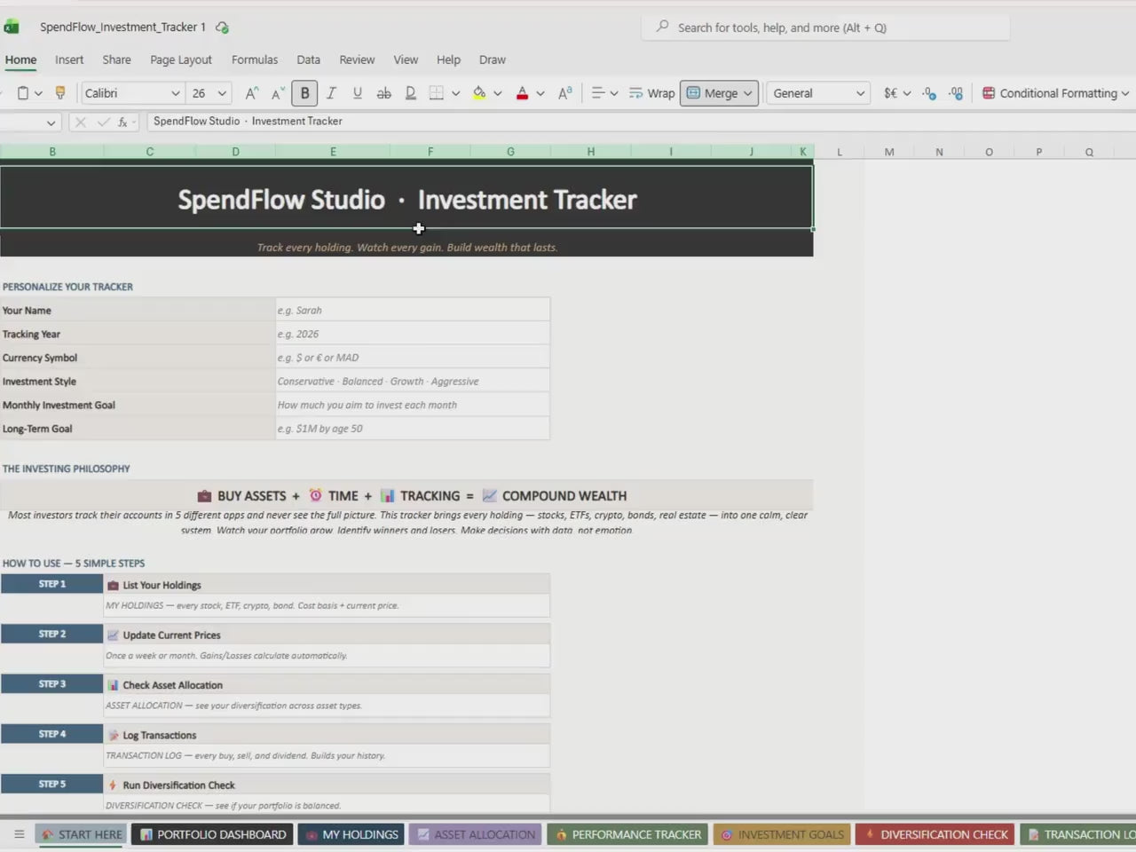 Investment Tracker Spreadsheet | Stocks, ETFs, Crypto (Excel, Google Sheets)