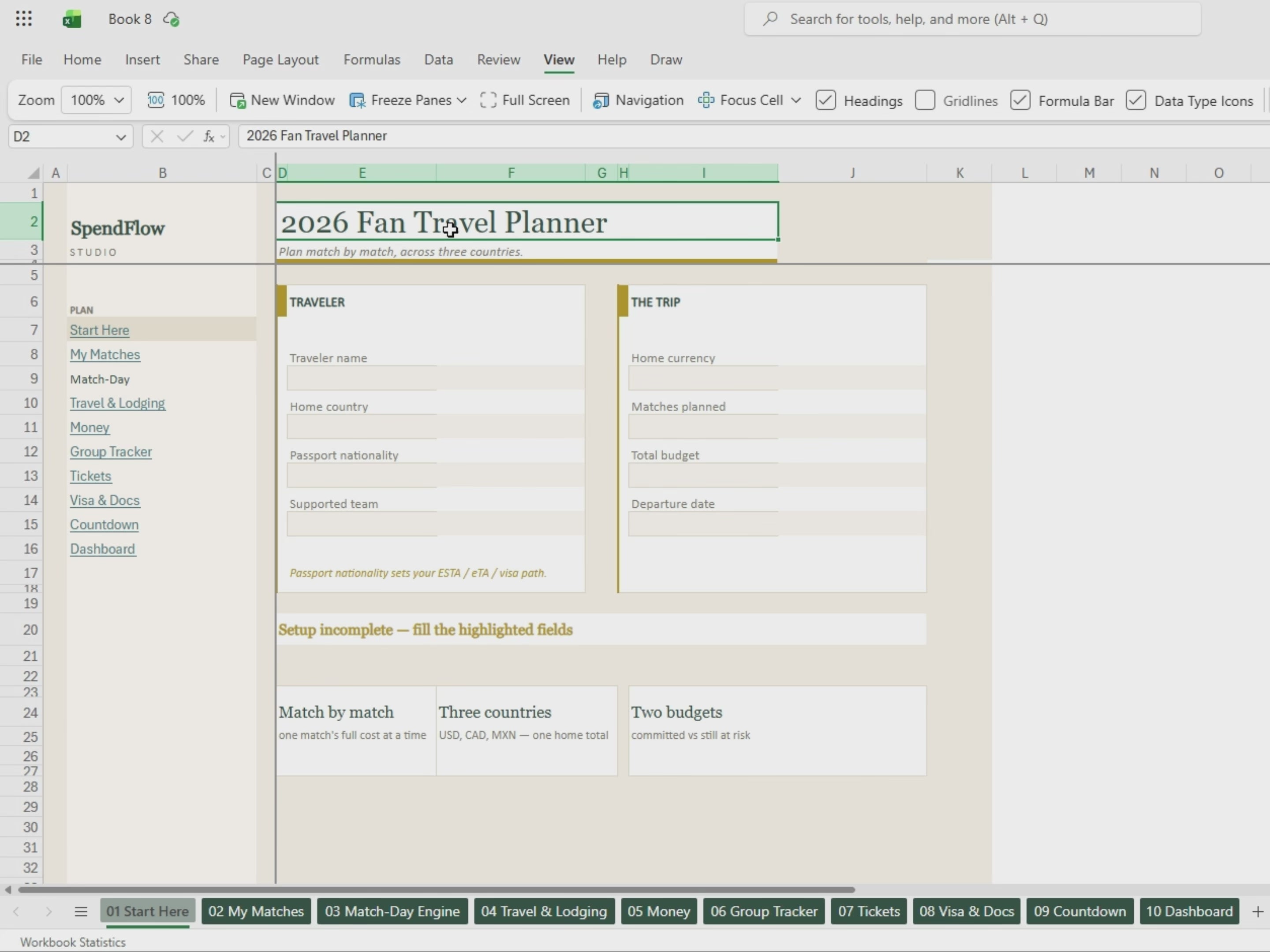 2026 World Cup Travel Planner, USA Canada Mexico Budget Tracker (Excel, Google Sheets, PDF)