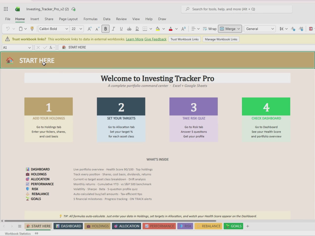 Investment Portfolio Tracker Spreadsheet (Excel, Google Sheets)